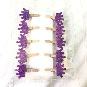Glitter Crown mini clothespins NWOT